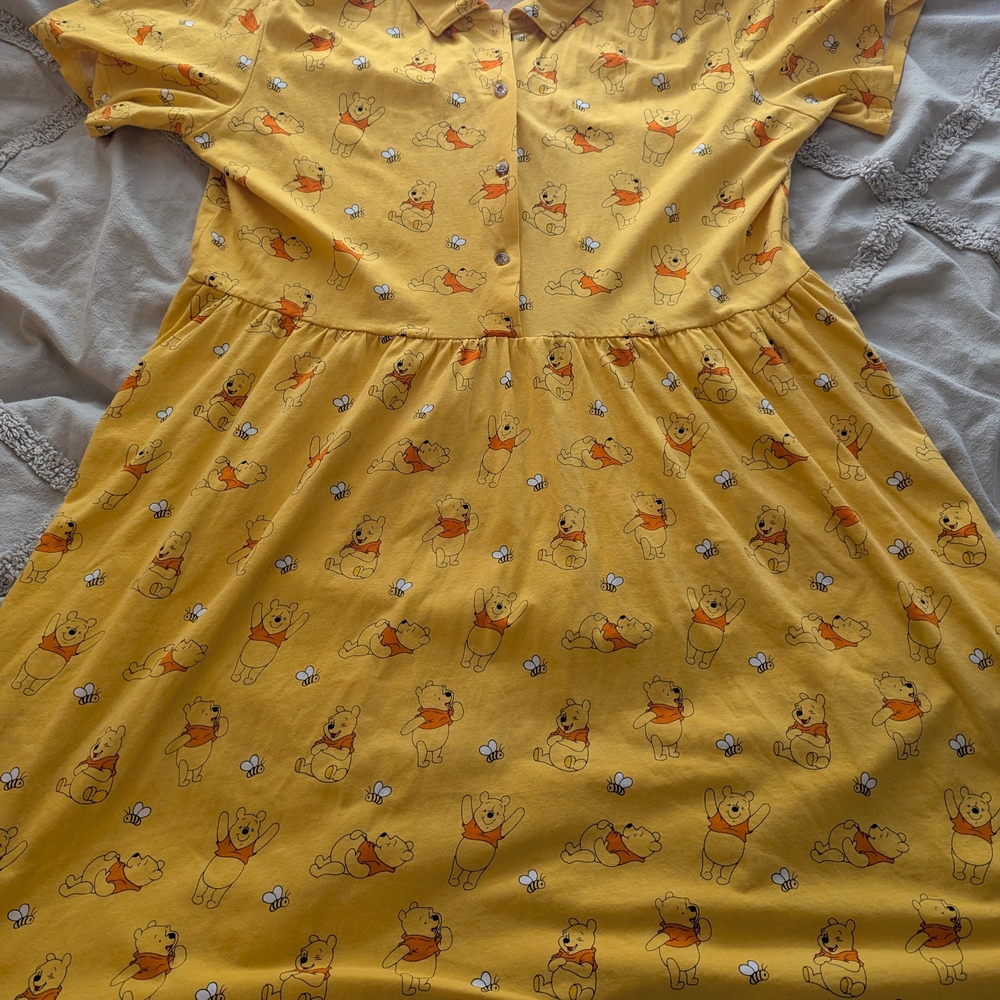 Disney Yellow Ruched Flutter Sleeve Sundress